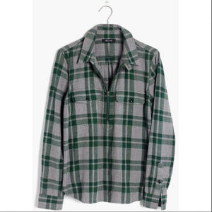 Madewell Green Flannel Zip Popover XXS